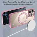 tharlet Magnetic for iPhone 16 Pro Max Case(6.9"), Glitter Luxury Plating Bling Clear Hard Back Frame, Full Camera Lens Protection with a Privacy Screen Protector Max, Pink (6.9")