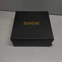 ISNOM Knee High Boots Women Chunky Low Heel Square Toe Elastic Boots Side Zipper Faux Leather Fall Long Tall Boot (7.5, Burgundy-block Heels)