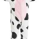 SWEETXIN Unise Kids Jumpsuit Cosplay Onesie One Piece Suit for Girls Boys Halloween Character Costume Dress Up Party (5T, Cow)