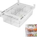 YekouMax Fridge Drawer Organizer, Refrigerator Organizer Bins, Pull Out with Handle, Shelf Holder Storage Box, Clear Container for Food, Drinks, Fit for Fridge Shelf Under 0.6" (1 Pack Medium)