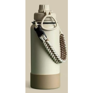 40 oz Insulated Water Bottle - Metal Water Bottle with Straw, Auto Spout Lid, Leakproof T-shape Stainless Steel Tumbler with Lid & Straw, Storage Carrier Bag, Silicone Boot, Ivory Cream