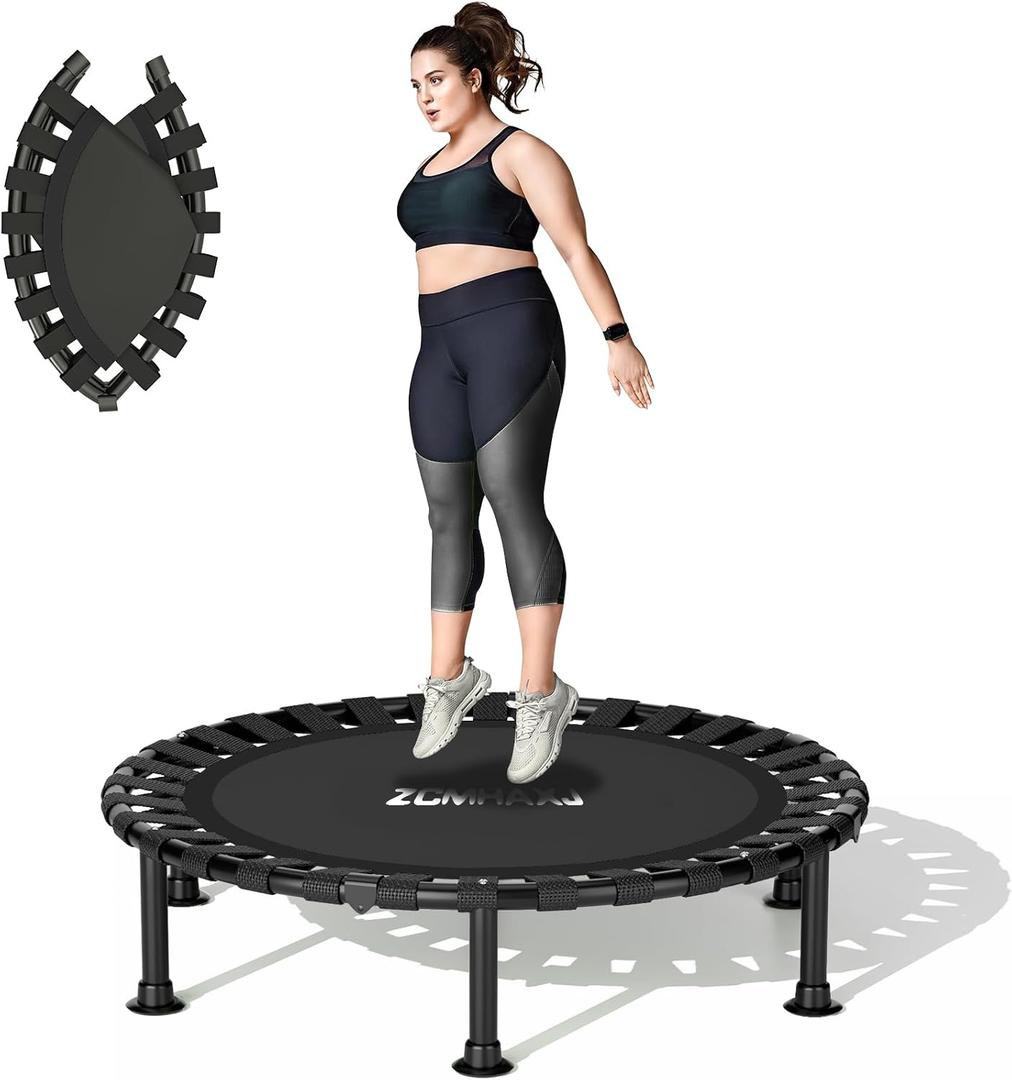 ZCMHAXJ Foldable Mini Trampoline, 36" Rebounder Trampoline for Adults & Kids, 440lbs Capacity Indoor Fitness Workout Exercise Equipment