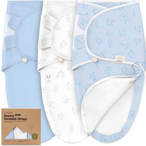 KeaBabies 3-Pack Baby Swaddle Sleep Sacks with Zipper - Newborn Swaddle Sack, Baby Swaddles Sleep Sack 0-3 Months (Abc Land Cloud)