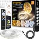 Wefomey White LED Strip Lights, Upgraded 100ft Dimmable 2700K-6500K Bright 24V LED Light Strip with Remote and App Control, 1440 LEDs Flexible Tape Lights for Living Room, Bedroom, Kitchen, Ceiling