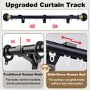 Wall Mounted Curtain Track Silent Curtain Rail Track System Roman Rod Heavy-Duty Single Roman Curtain Rods Aluminum Sliding Curtains Rails for Room Divider Living Bedroom (Black, 7.5FT(2.3m))
