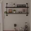 HDDFER Floating Bookshelf Shelves Industrial Pipe Shelving Pipe Shelf Rustic Black Wall Shelves 36 Inch Farmhouse for Wall Mounted