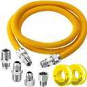 Puxyblue [2025 NEW] 72" Flexible Gas Line Kit for Dryer Stove Range Flexible Stainless Steel Gas Dryer Kit - 5/8" OD(1/2" ID) Dryer Gas Line with Connector 3/4" FIP & 1/2" MIP & 3/4" MIP Fitting