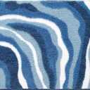 Ankah Luxurious Nordic Bathroom Rug, Extra Soft Fluffy Bath Mat, Absorbent, Non-Slip, Easy to Care and Fast Drying, Modern Style Marble Pattern Shower Rug, Home Decor Accessories, 17.3"x29.9", Blue