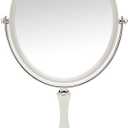YEAKE Vintage Table Mirror with Stand 8-inch Double Sided Swivel 1X/3X Magnification Desk Mirror with Silver Style 13 Inch Height Standing Tabletop Makeup Vanity Mirror(Oval)
