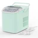 NEWBULIG Ice Makers Countertop with Handle, Portable Ice Machine, 9 Bullet Ice Cubes in 6 Mins, 26lbs in 24Hrs, Auto-Cleaning, with Basket and Scoop, for Home, Kitchen, RV, Camping,Green
