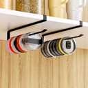 Quehun 2 PCS Tumbler Lid Organizers, Ample Lid Capacity Up to 30 Lids, No Adhesive No Drill Yeti Lid Organizer Holder Inside Cabinet, Space-Saving Stanley Tumbler Cup Lid Holder Organizer for Kitchen (Black)