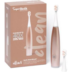 SuperMouth ULTIM8 Smart Brush Electric Toothbrush - Patented Super Bristles Clean Teeth 40X Better, Dual Sonic Modes, Pressure Sensor, Stunning Design - Teens & Adults - Rose Gold