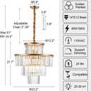 23" 14-Light Modern Crystal Chandelier Light Fixtures 4-Tier Gold Luxury Chandeliers for Dining Room Round Hanging Pendant Lighting for Living Room Kitchen Entryway Bedroom Foyer Hallway