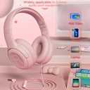Kids Headphones with Microphone Foldable Stereo Tangle-Free 3.5mm Jack Wired Cord On-Ear Headset for Children/Teens/Boys/Girls/Smartphones/School/Kindle/Airplane Travel/Plane/Tablet (Pink)