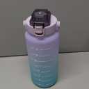 RYI Large Half Gallon 64 OZ Motivational Water Bottle with Straw Time Marker BPA Free for Sport and Fitness Purple Green