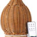 Boho Essential Oil Diffuser for Home Rattan Weaving with Remote Control, 100mL 7 Changing Color Lights Ultrasonic Aroma Humidifier, Noiseless Auto-Off Sleep Mode for Bedroom Office Workout