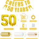 2 x 50th Anniversary Decorations Include Cheers to 50 Years Gold Glitter Banner,Cake Topper,Large 32" Foil Number Balloons,Latex Balloons,50th Birthday Party Decorations