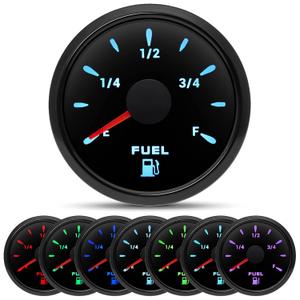 ARTILAURA Fuel Gauge 240-33ohm 2-1/16" 52mm Fuel Gas Tank Meter 7 Color for AUTO Car Boat Marine (All Black)