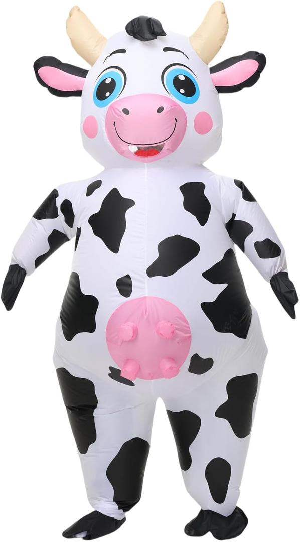 Inflatable Cow Costume Blow up Animal Costume Cow Suit for Cosplay Party Christmas Halloween Parade Carnival Festiva Suit (M (110cm-140cm))
