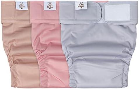 CuteBone Washable Dog Diapers Female No Tail Hole 3 Pack Reusable Doggie Period Training Pants for Docked-Tail Frenchie French Bulldog Boston Terrier Without Tail WWD07M