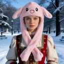 Ear Moving Jumping Hats Bunny Plush Rabbit Hats Cute Fuzzy Hats Novelty Dress Up Cosplay Party Hat