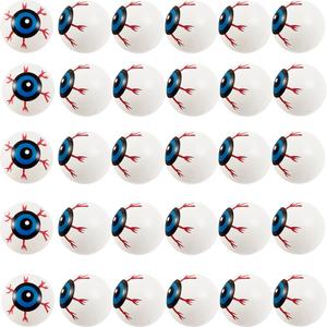 GXXMEI 30PCS Plastic Halloween Eyeballs Scary Ping Pong Eyeballs for Kids Toys, 1.5In Fake Eye Balls for Halloween Party Favors Goody Bag Fillers Terror Props
