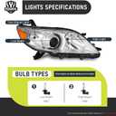 Headlights W/Bulbs for 2011-2020 Toyota Sienna Halogen Headlamp Replacement Driver & Passenger Side