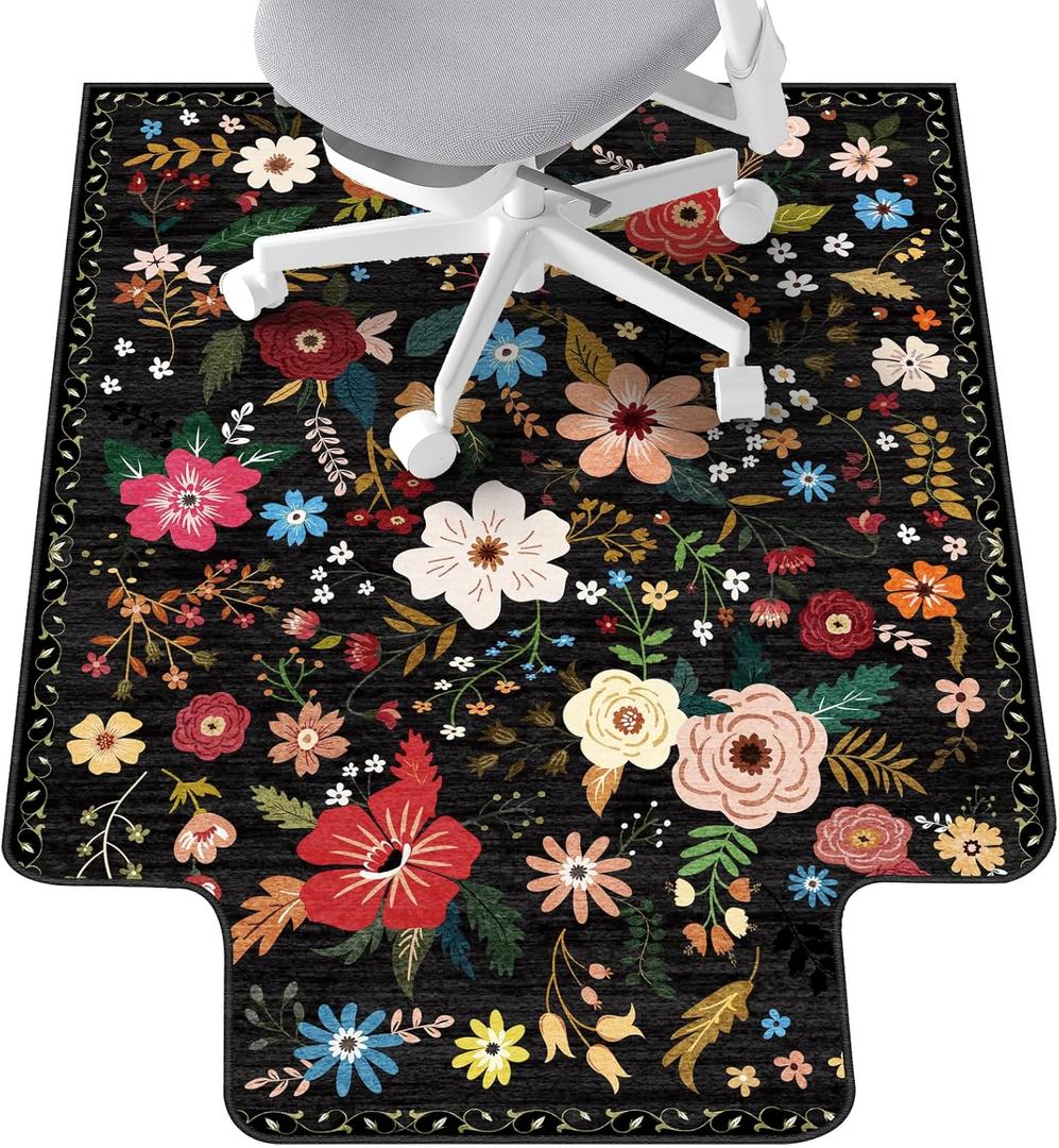 Office Chair Mat for Hardwood Floor & Tile Floor,36"X 48" Heavy Duty Desk Chair Mat for Hard Floors, Under Desk Rug for Rolling Computer Chair,Anti Slip,Low Pile Carpet Protector-Convex Colorful