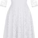 Dressystar Long Sleeves Lace A Line Formal Wedding Guest Dresses
(White, M)