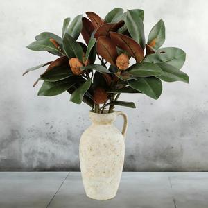 4Pcs Magnolia Branches 32 Inch Long Artificial Magnolia with Leaves and Fruit Stems 3D Plastic Printing Houseplant Greenery for Indoor Outdoor Home Office Wedding Vase Table Centerpiece Decor