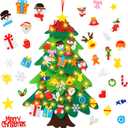 KIMOBER 4FT Lighted Felt Christmas Tree,Prelit DIY Christmas Tree with 40Pcs Detachable Ornaments Wall Hanging Decor for Xmas Party