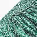 Women's Boho Floral Tiered Midi Skirt Elastic Waisted Pleated A-line Casual Summer Long Skirt (Green)