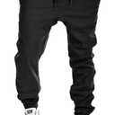 YAXHWIV Men's Casual Joggers Pants Cotton Drawstring Twill Cargo Pants Lightweight Tapered Track Jogging Sweatpants (Black, M)