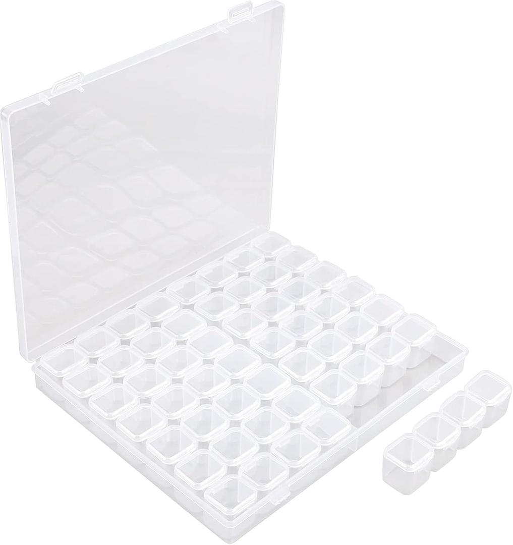 Segbeauty 56 Grids Clear Plastic Organizer Box, Gem Jewelry Storage Container with Dividers, Bead Organizer Earrings Storage Box Seeds Craft Organizers Screw Tool Boxes for Small Parts (56 Count (Pack of 1))