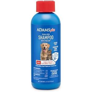 Adams Plus Flea & Tick Shampoo with Precor for Cats, Kittens, Dogs & Puppies Over 12 Weeks Of Age |Sensitive Skin Flea Treatment for Dogs & Cats |Kills Adult Fleas, Flea Eggs, Ticks, and Lice |6 Oz