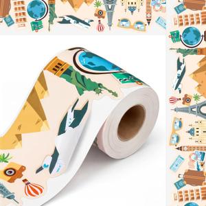 2 x Fuutreo 60 ft Travel Bulletin Board Border Self Adhesive Rolled Border Trim Back to School Theme Decoration for First Day of School Party Classroom Chalkboard Office Wall Decor