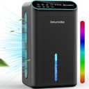 LOMMOL Dehumidifier, 86 OZ Dehumidifiers for Home (800 Sq.ft), Dehumidifier for Bedroom with Essential Oil Diffuser, 7 Color LED Light, 24H Timer, Auto Shut-off, Ideal for Bathroom Closet RV (Black)