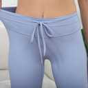 High Waisted Flare Yoga Leggings for Women Drawstring Bubble Hem Athletic Pants for Gym, Pilates,Barre,Casual Wear (Medium, Blue)