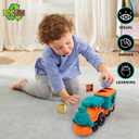 Toy Bioplastic Train Set with Wagon, for Kids Toddler Boys and Girls, BPA Free, Phthalates Free, PVC, Recycled Plastic Birthday Gifts for 2 3 4 Year Boy Girl Orange and Teal