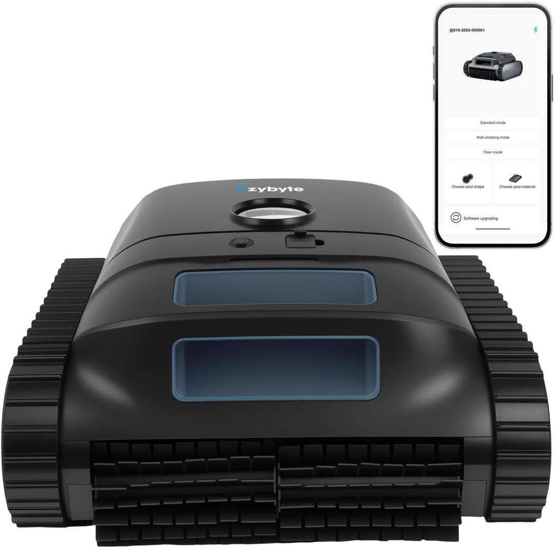 Cordless Robotic Pool Vacuum Cleaner, Intelligent Route Planning, Wall & Waterline Climbing, 90-Min Runtime, for Above Ground/Inground Pools up to 1614 sq. ft, APP Support,White