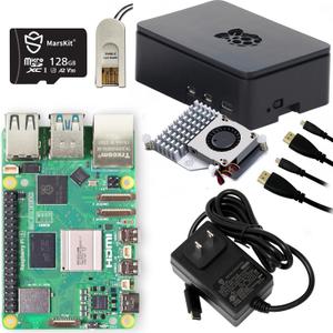 Starter Kit for Raspberry Pi 5 (8GB RAM) with Raspberry Pi OS(64-bit) Pre-Installed(128GB Edition)/Premium Black Case