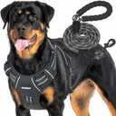 Beebiepet Heavy Duty Tactical Dog Harness for Large Dogs, No Pull Adjustable Pet Harness Reflective Service Training Easy Control Pet Vest Military K9 Working Dog Harnesses- Large, Black