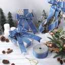 Yungyan Velvet Ribbons with Gold Edge Felt Ribbon Gift Bow Wrapping Ribbon for Handmade, Home Decor, Gift Wrapping, Wreath DIY Crafts, Christmas Tree(2.5 Inch X 35 Yards,Light Blue, Silver)