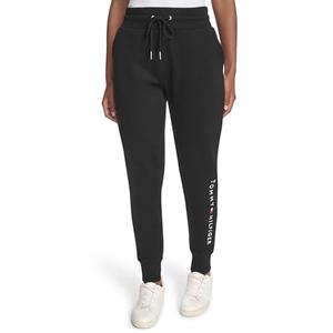Tommy Hilfiger Women's Sportswear Fleece Logo Jogger Pants, Black, X-Small