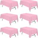 BRILLMAX 6 Pack Pink Tablecloths 60 x 102 Inch for 6ft Rectangle Tables - 150 GSM Polyester Fabric, 15" Standard Drop, Water, Stain & Wrinkle Resistant Cloth Cover for Wedding Banquet Dining Buffet