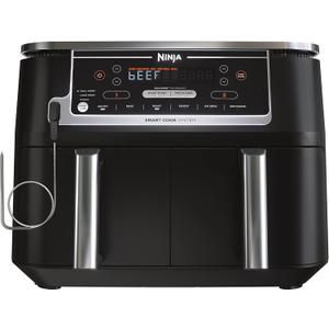Ninja Air Fryer, Thermometer, Roast, Bake, Air Fry, Crisps, Broil, Reheats, Keep Warm, 6-in-1, Fries, Frozen Food, Veggies, and Meat, Quick Meals, Healthy Meals, Less Oil, 10 QT, Grey, DZ550 (10-QT With Thermometer)