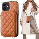 Bocasal Crossbody Wallet Case for iPhone 12/12 Pro, RFID Blocking PU Leather Zipper Handbag Purse Flip Cover, Kickstand Folio Case with Card Slots Holder Wrist Strap Lanyard 5G 6.1 Inch (Brown)