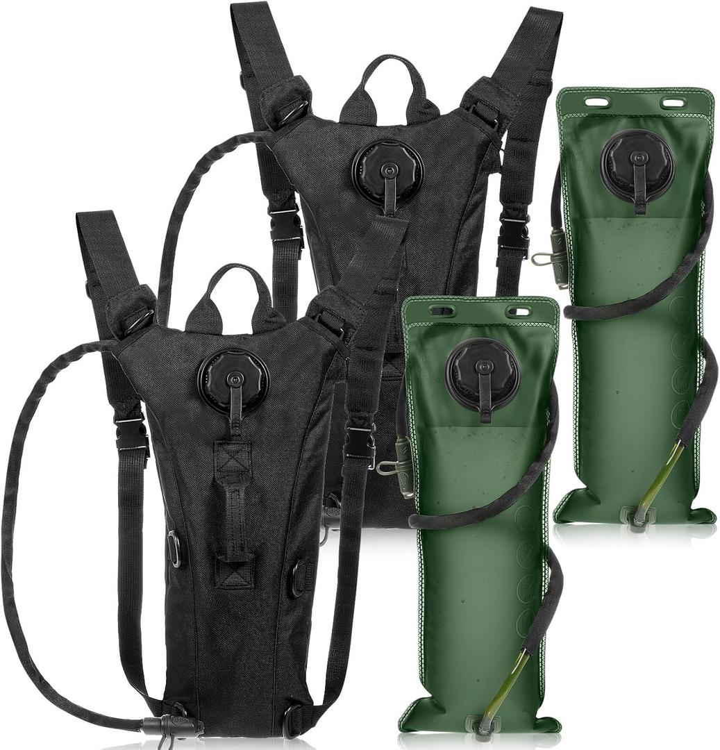 Sanwuta 2 Pcs Hydration Backpack with 3 Liter Water Bladder Tactical Lightweight 17.72 x 7.87 Inch Hydration Pack Backpack Water Backpack Hydration Bag Water Bag for Hiking Running (Black)