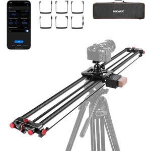 NEEWER 47.2"/120cm Motorized Camera Slider, DSLR Carbon Fiber Dolly Rail Slider with App Control, 4400mAh F750 Battery for Time Lapse Photography, Supports Video Mode, NOT Include Charger, ER1