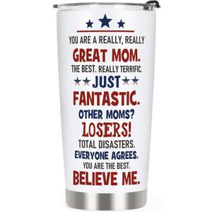 2 x Mothers Day Gift for Mom from Daughter Son Kids - Best Mom Ever Tumbler Gifts for Valentines Day Tumbler - Funny Mother Birthday Presents, 20 OZ Stainless Steel Insulated Travel Coffee Cup